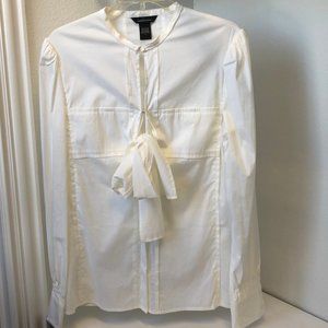 Moda International white button down blouse bow